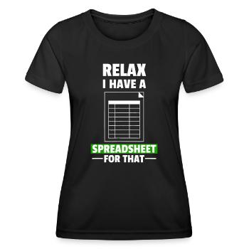 Finanzen Buchhaltung Relax Tabellenkalkulation Berechnen C - Frauen Funktions-T-Shirt - Schwarz - Vorne - AI Model Female 172 light (172cm)