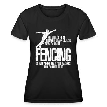 Lustige Fechtidee - Schwertkampfidee -Schwertkampf - Frauen Funktions-T-Shirt - Schwarz - Vorne - AI Model Female 172 light (172cm)