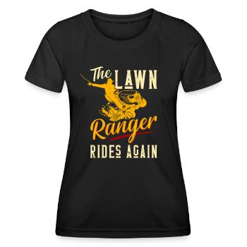 Der Rasenwächter fährt wieder Rasentraktormähen - Frauen Funktions-T-Shirt - Schwarz - Vorne - AI Model Female 172 light (172cm)
