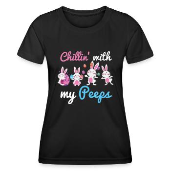 Chillin avec mes oeufs Peeps Amoureux Joyeux roucoulements de Pâques - T-shirt sport Femme - noir - Devant - AI Model Female 172 light (172cm)