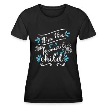 Ich bin das Lieblingskind Lustiger Witz Familien-Matching - Frauen Funktions-T-Shirt - Schwarz - Vorne - AI Model Female 172 light (172cm)