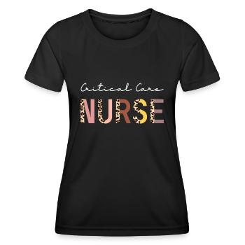 Infirmière en soins intensifs Infirmière en soins intensifs Infirmière en soins intensifs Nursi - T-shirt sport Femme - noir - Devant - AI Model Female 172 light (172cm)