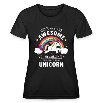 Einhörner sind fantastisch Ich bin ein Einhorn - Lustiger Regenbogen - Frauen Funktions-T-Shirt - Schwarz - Vorne - AI Model Female 172 light (172cm)