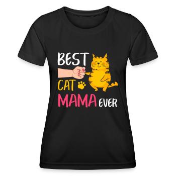 Beste Katze Mama Ever Niedliche Katze Faust Stoß Frauen Mutter - Frauen Funktions-T-Shirt - Schwarz - Vorne - AI Model Female 172 light (172cm)