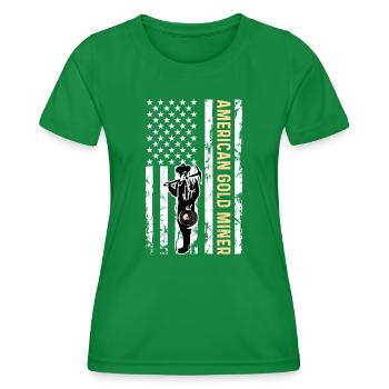 Goldene US-Flagge für amerikanischen Goldgräber - Frauen Funktions-T-Shirt - Kelly Green - Vorne - AI Model Female 172 dark (172cm)