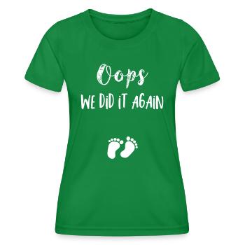 Funny Oops Pregnancy Announcement - Women's Functional T-Shirt - kelly green - Front - AI Model Female 172 dark (172cm)