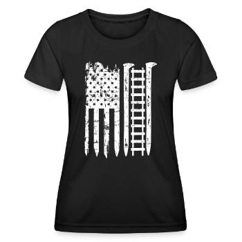 railroad spike american flag Train Gift for railwa - Women's Functional T-Shirt - black - Front - AI Model Female 172 light (172cm)