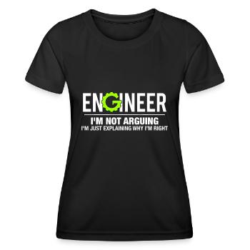 Ingenieur Ich streite nicht Lustig Ingenieuri löse - Frauen Funktions-T-Shirt - Schwarz - Vorne - AI Model Female 172 light (172cm)