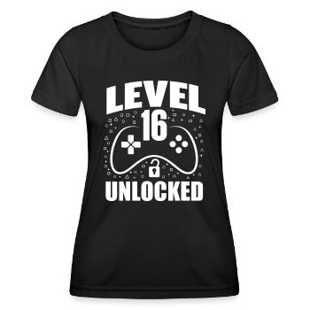16th Birthday Gaming Gamer 16 ans Bday - T-shirt sport Femme - noir - Devant - AI Model Female 172 light (172cm)