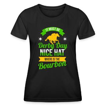 Lustiges Pferderennen Es muss Derby-Tag sein KY Derby H - Frauen Funktions-T-Shirt - Schwarz - Vorne - AI Model Female 172 light (172cm)