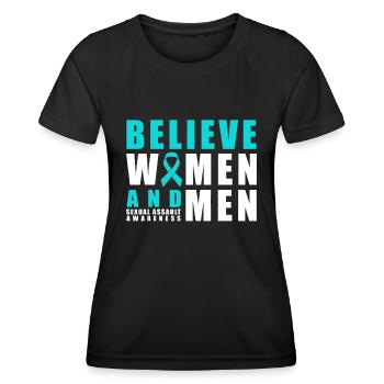 Belive Women & Men Sexual Assault Awareness Ribbon - Women's Functional T-Shirt - black - Front - AI Model Female 172 light (172cm)