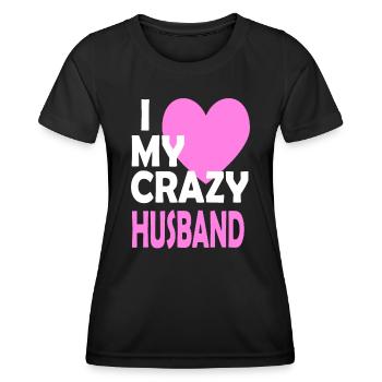 J’aime mon mari fou Couple Conjoint marié Cadeau - T-shirt sport Femme - noir - Devant - AI Model Female 172 light (172cm)