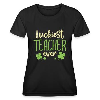 L’enseignant le plus chanceux de tous les temps Enseignement aux hommes de la Saint-Patrick - T-shirt sport Femme - noir - Devant - AI Model Female 172 light (172cm)