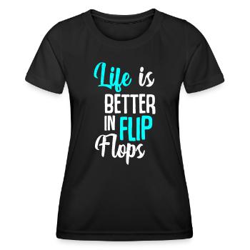 La vie est meilleure à Flip Flops Vacances d’été Vacati - T-shirt sport Femme - noir - Devant - AI Model Female 172 light (172cm)
