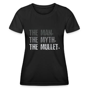 Mullet, L’homme Le mythe Le mulet - T-shirt sport Femme - noir - Devant - AI Model Female 172 light (172cm)