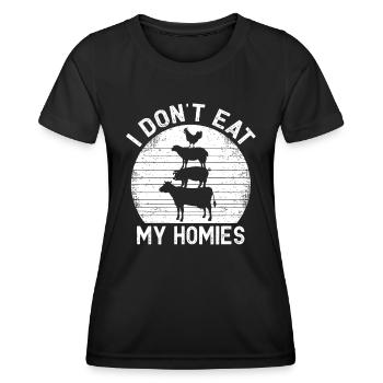 Végétarien Je ne mange pas mes homies Femmes Hommes Drôle V - T-shirt sport Femme - noir - Devant - AI Model Female 172 light (172cm)