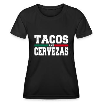 Tacos and Cervezas Funny Mexico Cinco de Mayo - Women's Functional T-Shirt - black - Front - AI Model Female 172 light (172cm)