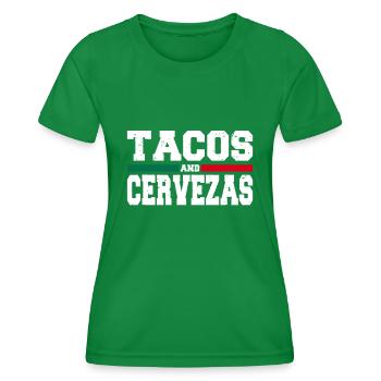 Tacos and Cervezas Funny Mexico Cinco de Mayo - Women's Functional T-Shirt - kelly green - Front - AI Model Female 172 dark (172cm)