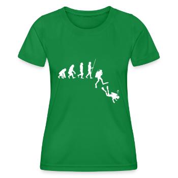Tauchen Evolution | Evolution des Menschen Funny Scuba Di - Frauen Funktions-T-Shirt - Kelly Green - Vorne - AI Model Female 172 dark (172cm)