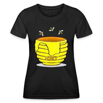 Pot de miel avec miel abeilles cadeau sucré - T-shirt sport Femme - noir - Devant - AI Model Female 172 light (172cm)