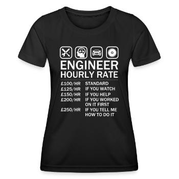 Ingénieur Graphique des prix horaires Taux de main-d’œuvre - T-shirt sport Femme - noir - Devant - AI Model Female 172 light (172cm)