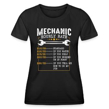 Mécanique Taux horaire de main-d’œuvre Collègues drôles - T-shirt sport Femme - noir - Devant - AI Model Female 172 light (172cm)