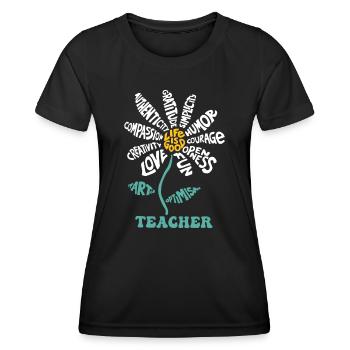 Das Leben ist gut, Lehrer, Humor, Mut, Offenheit, Spaß, Lo - Frauen Funktions-T-Shirt - Schwarz - Vorne - AI Model Female 172 light (172cm)