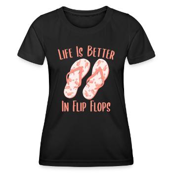 La vie est meilleure à Flip Flops Flamingo Beach Vacati - T-shirt sport Femme - noir - Devant - AI Model Female 172 light (172cm)