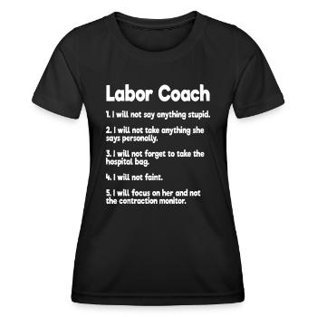 Un coach de travail attend un père qui règne Papa Funny Baby - T-shirt sport Femme - noir - Devant - AI Model Female 172 light (172cm)