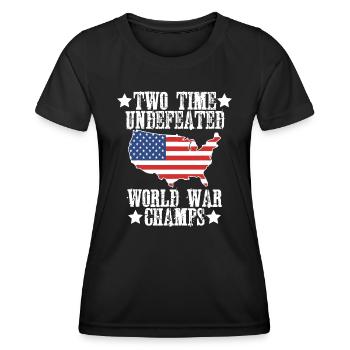 Zwei ungeschlagene 2-fache Weltkriegs-Championssu - Frauen Funktions-T-Shirt - Schwarz - Vorne - AI Model Female 172 light (172cm)