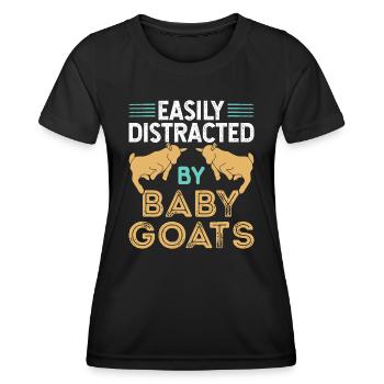 Leicht abgelenkt von Babyziegen - Frauen Funktions-T-Shirt - Schwarz - Vorne - AI Model Female 172 light (172cm)