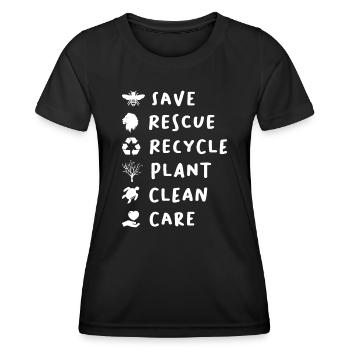 Bienen retten Löwen retten Plastik recyceln Speichern - Frauen Funktions-T-Shirt - Schwarz - Vorne - AI Model Female 172 light (172cm)