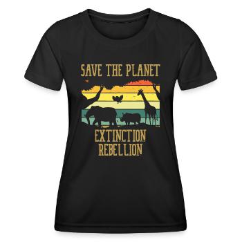 Save The Planet Extinction Rebellion Earth Day - Women's Functional T-Shirt - black - Front - AI Model Female 172 light (172cm)