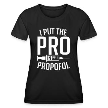 J’ai mis le pro dans l’anesthésie amusante au propofol - T-shirt sport Femme - noir - Devant - AI Model Female 172 light (172cm)