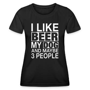 Ich mag Bier Mein Hund Vielleicht 3 Leute Geschenke - Frauen Funktions-T-Shirt - Schwarz - Vorne - AI Model Female 172 light (172cm)