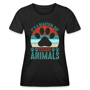 Une belle journée pour sauver les animaux Sauver les animaux - T-shirt sport Femme - noir - Devant - AI Model Female 172 light (172cm)