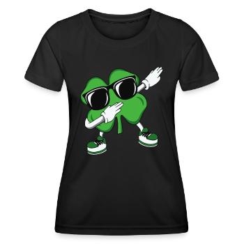 Dabbing Shamrock St Patrick’s Day - T-shirt sport Femme - noir - Devant - AI Model Female 172 light (172cm)