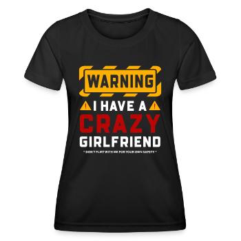 Avertissement J’ai une petite amie folle - T-shirt sport Femme - noir - Devant - AI Model Female 172 light (172cm)
