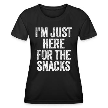 Je suis juste là pour les collations - T-shirt sport Femme - noir - Devant - AI Model Female 172 light (172cm)