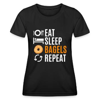 Essen Sie Schlaf-Bagels Wiederholen - Frauen Funktions-T-Shirt - Schwarz - Vorne - AI Model Female 172 light (172cm)