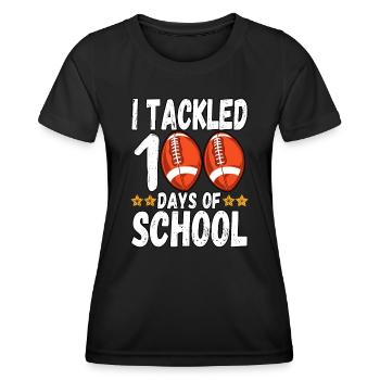 Ich habe 100 Tage Schulfußball 100. Tag in Angriff genommen - Frauen Funktions-T-Shirt - Schwarz - Vorne - AI Model Female 172 light (172cm)
