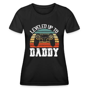 New Dad Fathers day Leveled up to Daddy - Women's Functional T-Shirt - black - Front - AI Model Female 172 light (172cm)