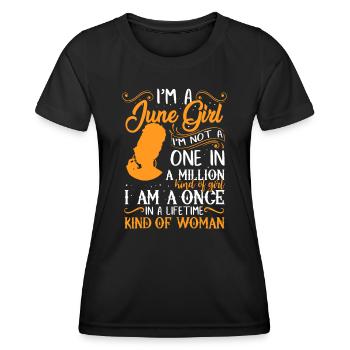 Ich bin ein Juni-Mädchen Schwarze Frauen Zwillinge - Frauen Funktions-T-Shirt - Schwarz - Vorne - AI Model Female 172 light (172cm)