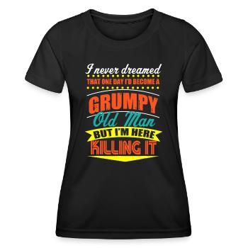 Mürrischer alter Mann - Frauen Funktions-T-Shirt - Schwarz - Vorne - AI Model Female 172 light (172cm)