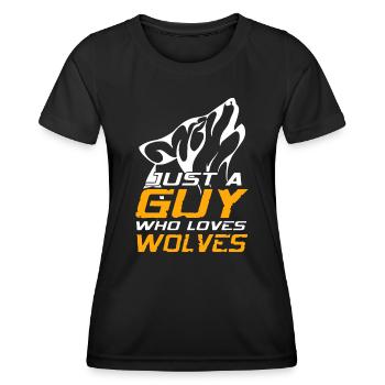 Rétro juste un gars qui aime les loups cool - T-shirt sport Femme - noir - Devant - AI Model Female 172 light (172cm)