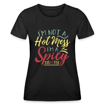 HOT MESS SARCASTIQUE DRÔLE - T-shirt sport Femme - noir - Devant - AI Model Female 172 light (172cm)