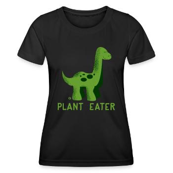 Mignon mangeur de plantes de dinosaures - Végétarien - T-shirt sport Femme - noir - Devant - AI Model Female 172 light (172cm)