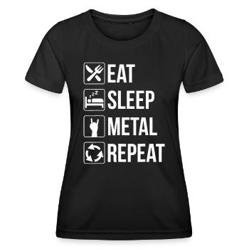 Eat Sleep Metall Wiederholung - Frauen Funktions-T-Shirt - Schwarz - Vorne - AI Model Female 172 light (172cm)