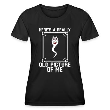 Hier ist ein wirklich altes Bild von mir - Frauen Funktions-T-Shirt - Schwarz - Vorne - AI Model Female 172 light (172cm)