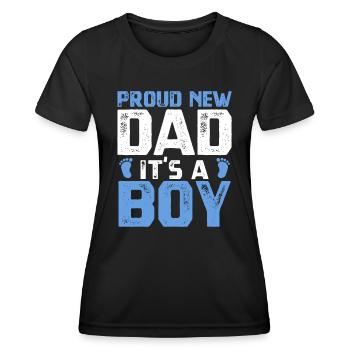 Stolzer neuer Vater It's A Boy Design Vatertag - Frauen Funktions-T-Shirt - Schwarz - Vorne - AI Model Female 172 light (172cm)